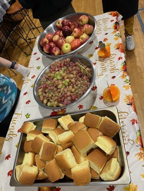 Fresh fruit and rolls ready to be served
